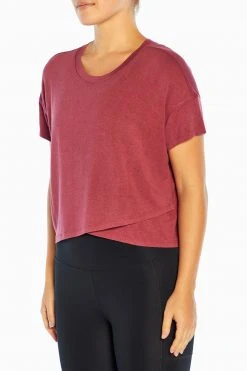 Marika Switchback Cropped Short Sleeve Tee Tops