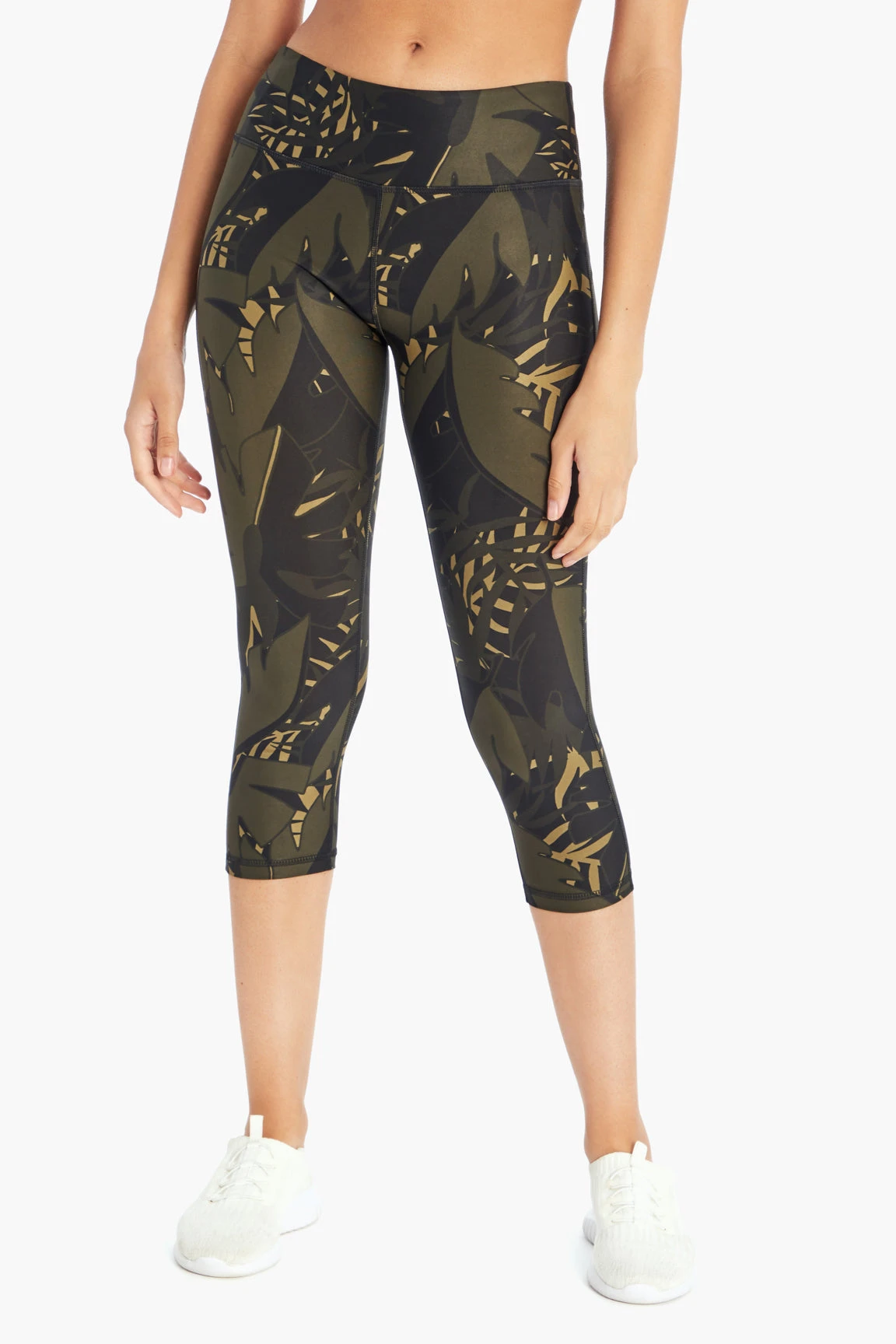 Marika Sport Palm Printed Capri Legging - Olive Night | Stylish & Comfortable Workout Bottoms 7 Marika Sport Palm Printed Capri Legging - Olive Night