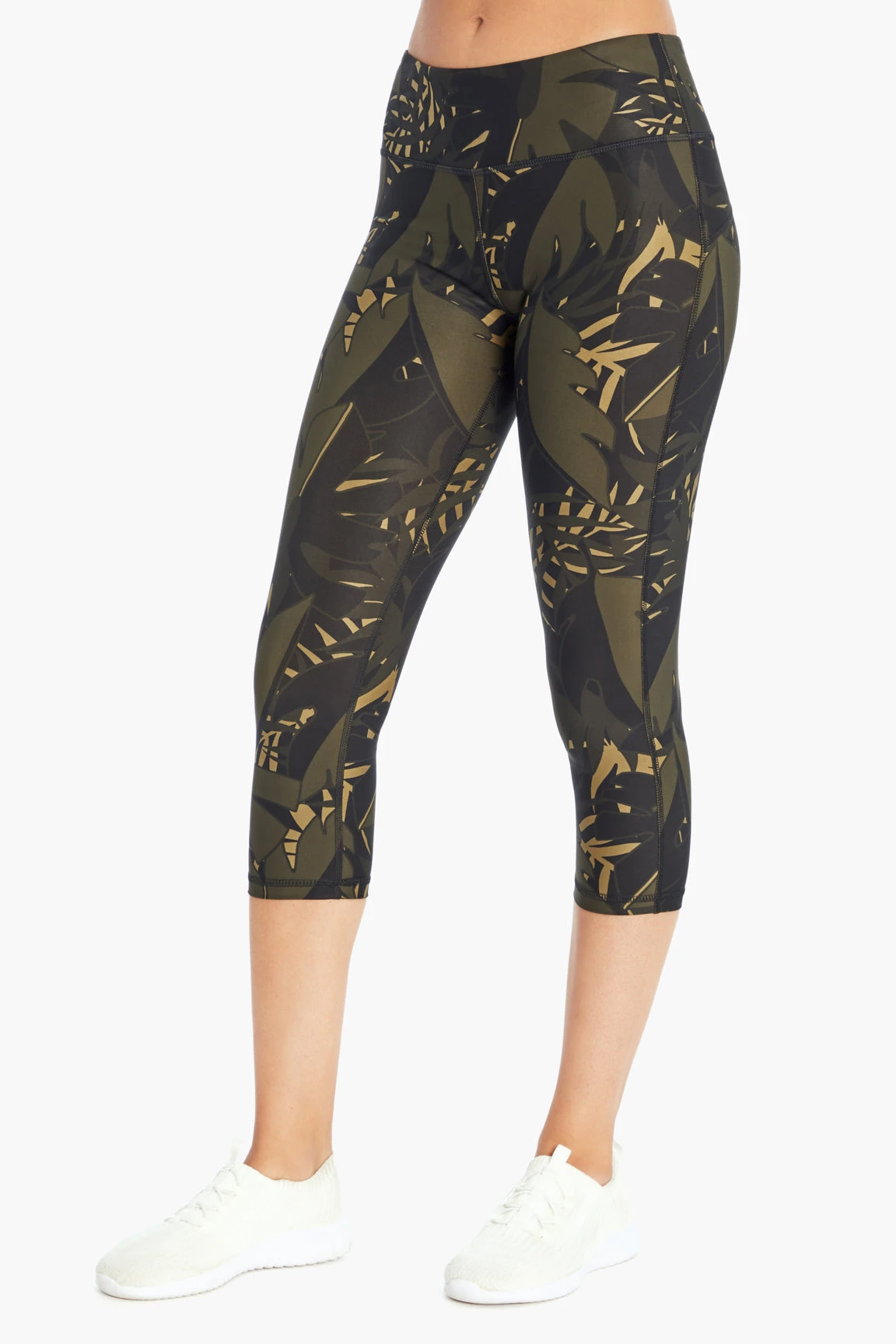Marika Sport Palm Printed Capri Legging - Olive Night | Stylish & Comfortable Workout Bottoms 1 Marika Sport Palm Printed Capri Legging - Olive Night
