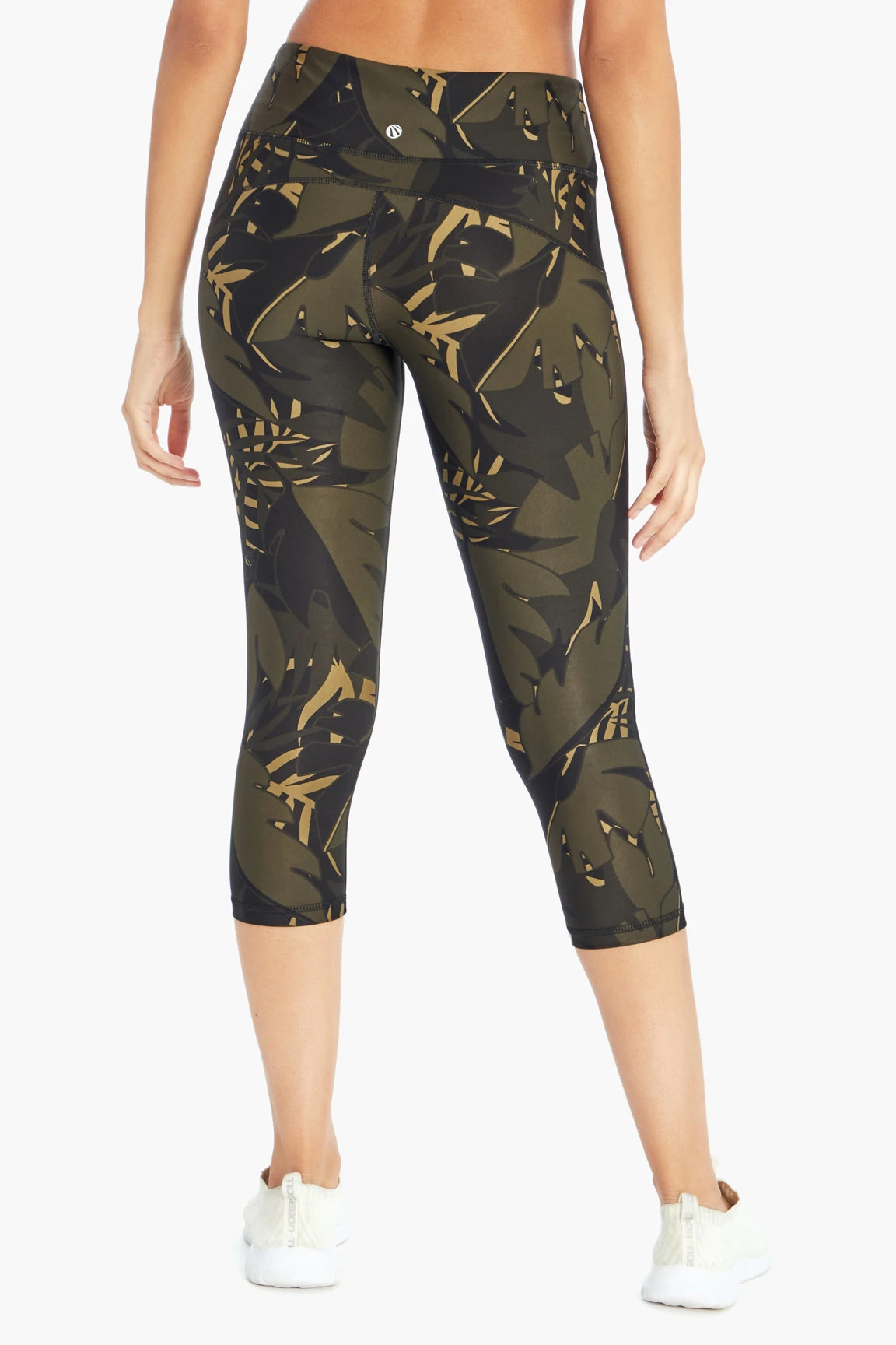 Marika Sport Palm Printed Capri Legging - Olive Night | Stylish & Comfortable Workout Bottoms 2 Marika Sport Palm Printed Capri Legging - Olive Night