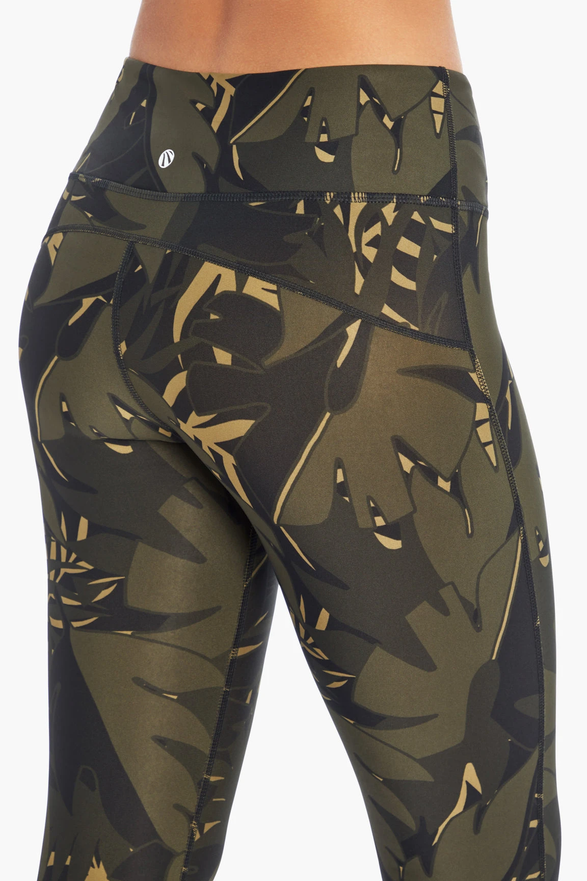 Marika Sport Palm Printed Capri Legging - Olive Night | Stylish & Comfortable Workout Bottoms 6 Marika Sport Palm Printed Capri Legging - Olive Night