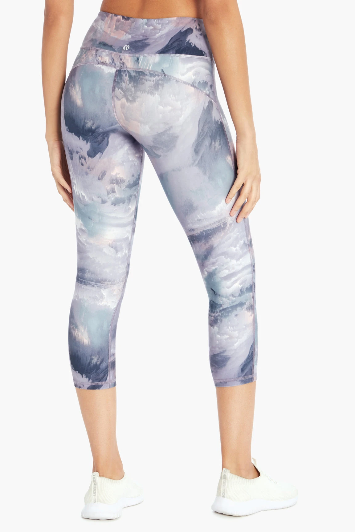 Marika Sport Stormy Sky Printed Capri Legging - Purple Ash | Playful Print Capris for Women 2 Marika Sport Stormy Sky Printed Capri Legging - Purple Ash